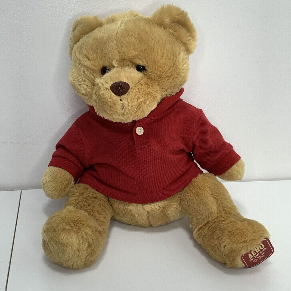 Aeropostale Teddy Bear with Polo Stuffed Animal Plush 16" Preppy Nwt